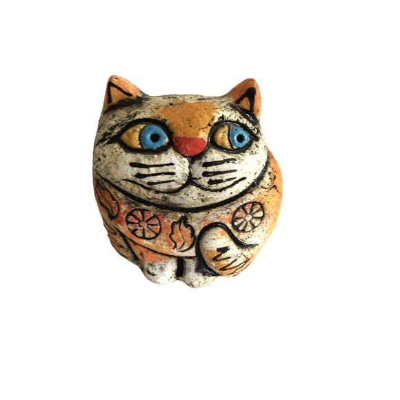 Vintage Cat Pottery Figurine Table Decor Orange Decoration Crafts - Picture 1 of 3